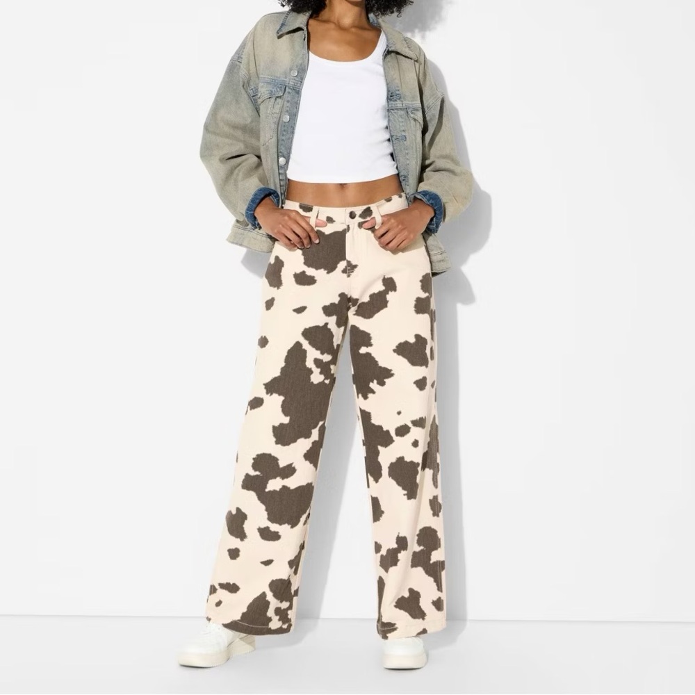NWT Black and White Cow Print Jeans